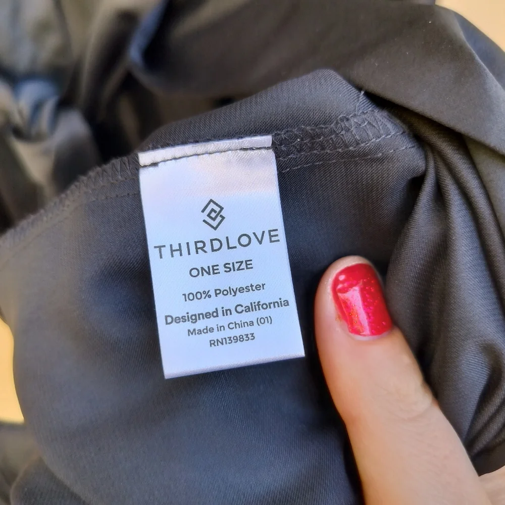 Third Love Black Satin Short Robe One Size